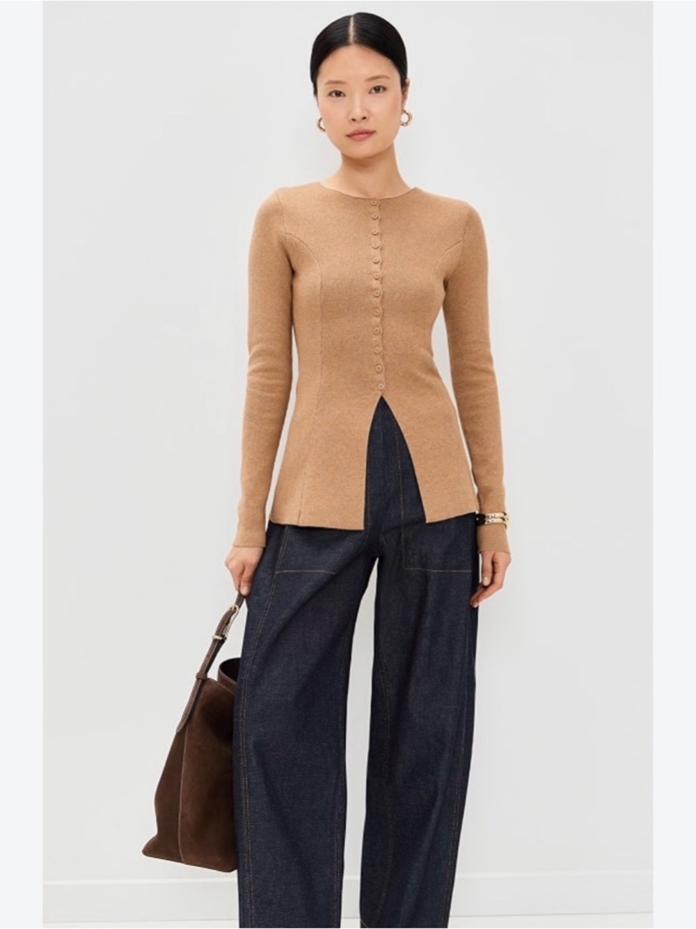 ALIGNE Daphne Waisted Cardigan Sweater in Honey